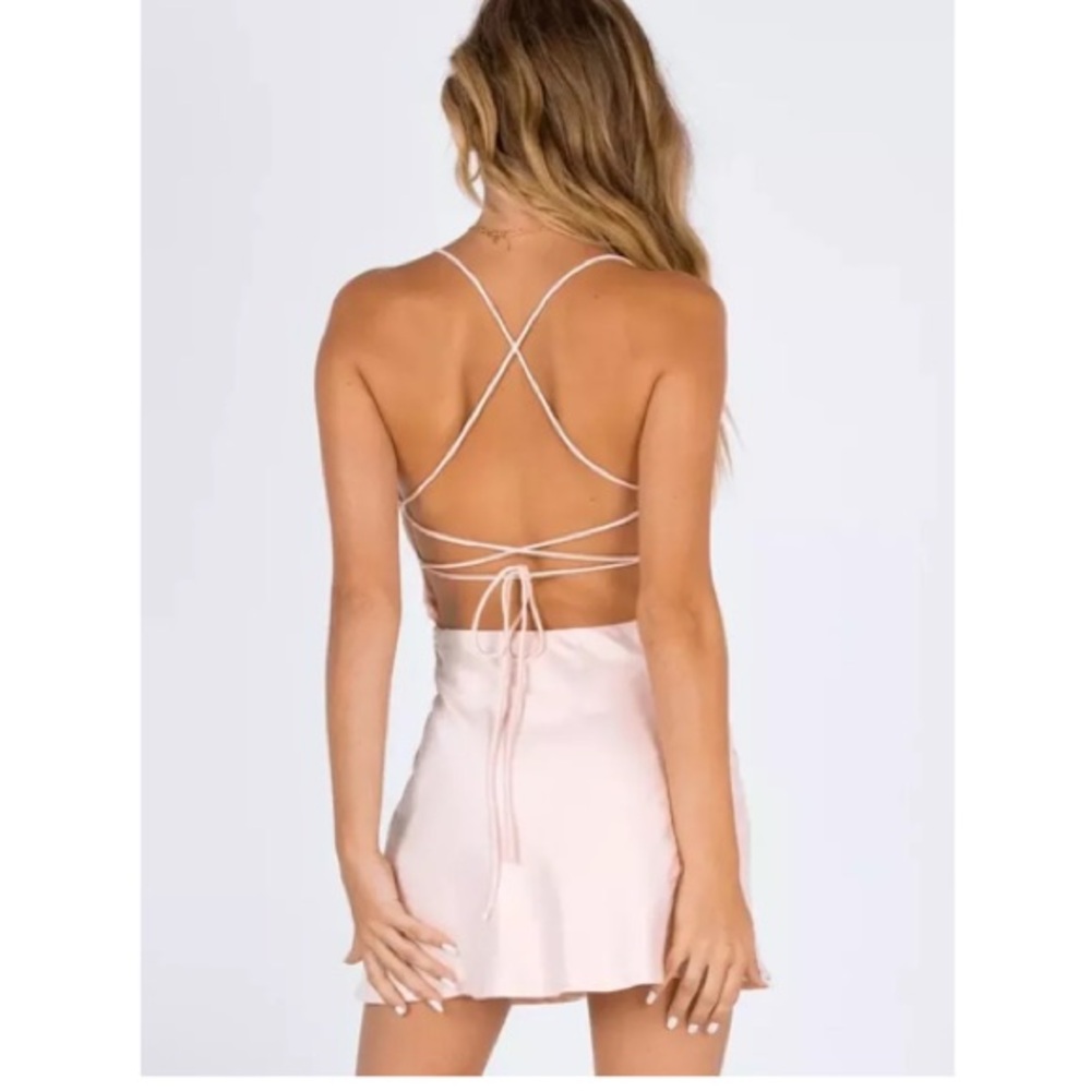 princess polly celena mini dress Cowl v neckline Fully Lined pink Side Zip sz 10 - Picture 2 of 11